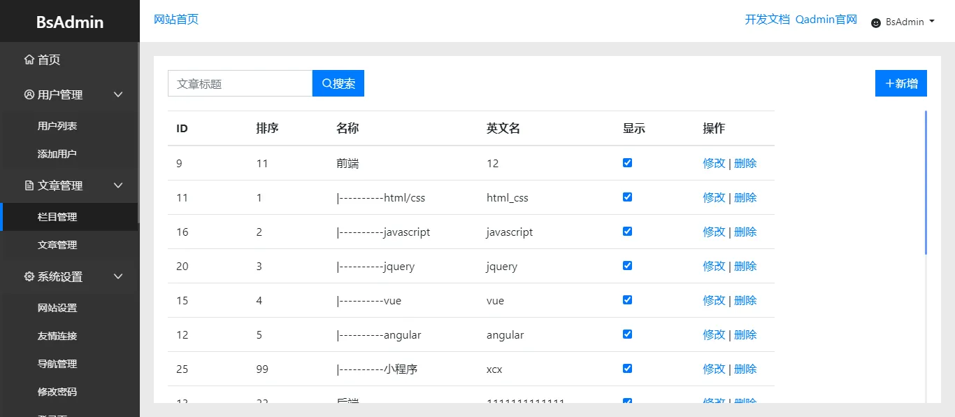 bsadmin(基于Bootstrap4构建的后台模板)-讯领网创