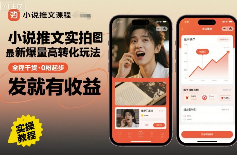 小说推文实拍双图文最新爆量高转化玩法，全程干货，0粉起步，发就有收益-讯领网创
