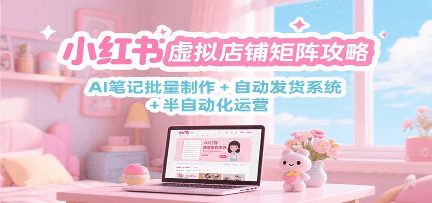 小红书虚拟店铺矩阵攻略：AI笔记批量制作 + 自动发货系统 + 半自动化运营-讯领网创