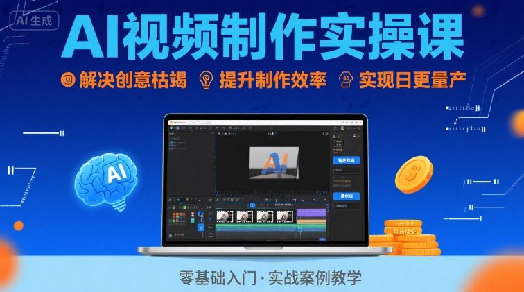 Ai视频制作实操课，解决创意枯竭、效率低下痛点，实现日更量产可持续变现-讯领网创