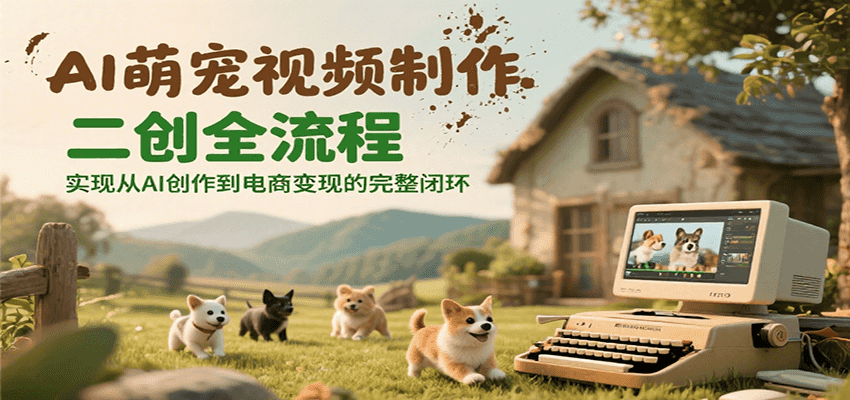 AI萌宠视频制作二创全流程，实现从AI创作到电商变现的完整闭环-讯领网创