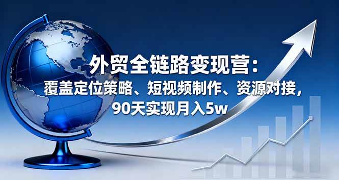 （16173期）外贸全链路变现营：覆盖定位策略、短视频制作、资源对接，90天实现月入5w-寒山客