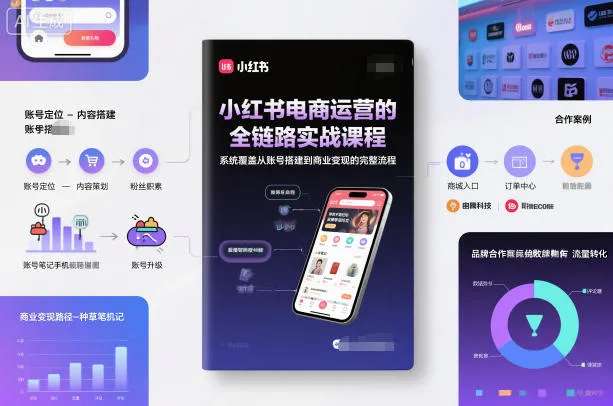小红书电商运营的全链路实战课程，系统覆盖从账号搭建到商业变现的完整流程-五四资源网