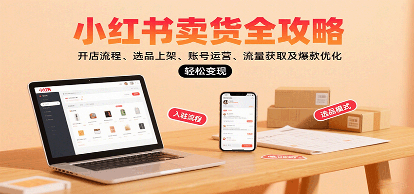 小红书卖货全攻略：开店流程、选品上架、账号运营、流量获取及爆款优化，轻松变现-讯领网创