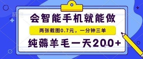 手机项目，二十秒一单，纯薅羊毛一天2张+做就有【揭秘】-讯领网创