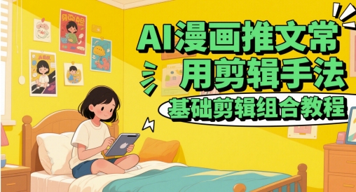 AI漫画推文常用剪辑手法，基础剪辑组合教程-讯领网创