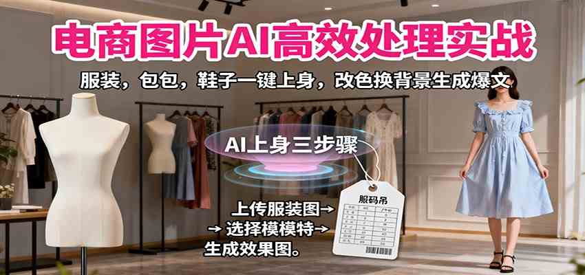 电商图片AI高效处理实战，服装，包包，鞋子一键上身，改色换背景生成爆文-讯领网创
