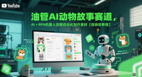 油管AI动物故事赛道，AI+RPA机器人流程自动化制作素材【保姆级教程】-讯领网创
