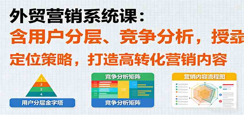 外贸营销系统课：含用户分层、竞争分析，授卖品、定位策略，打造高转化营销内容-讯领网创