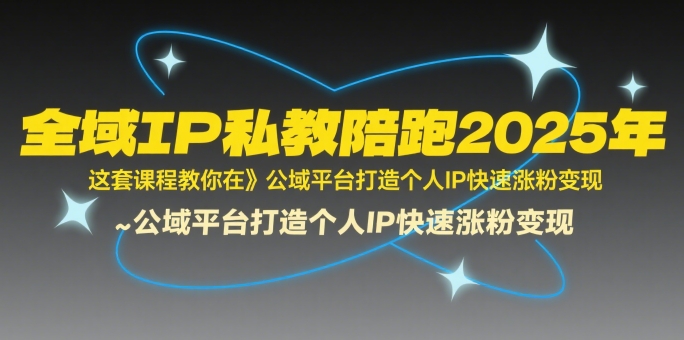 全域IP私教陪跑2025年，这套课程教你在公域平台打造个人IP快速涨粉变现-讯领网创