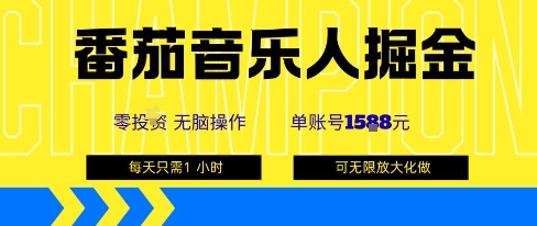 番茄音乐人掘金，单账号最高可撸1k+，可无限矩阵去做，零投入-讯领网创