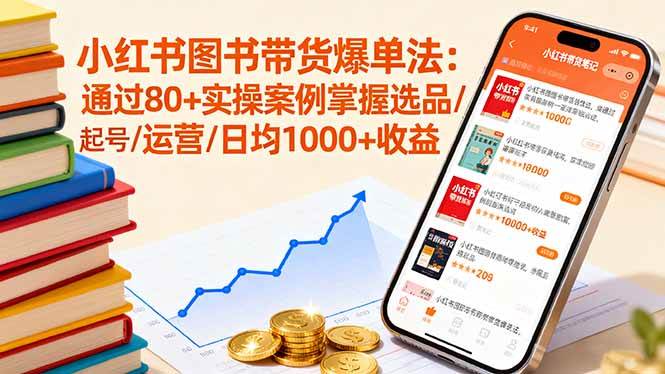 （16015期）小红书图书带货爆单法：通过80+实操案例掌握选品/起号/运营/日均1000+收益-讯领网创