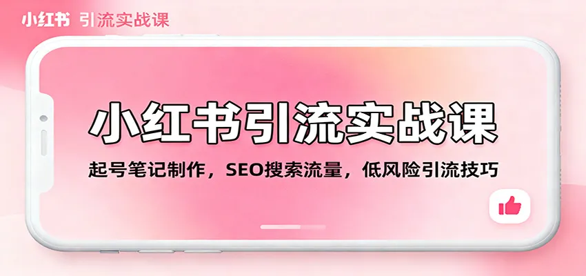 小红书引流实战课：起号笔记制作，SEO搜索流量，低风险引流技巧-讯领网创