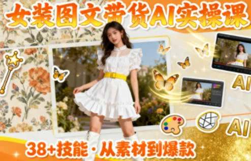 女装图文带货的AI实操课，覆盖38个实用技能，快速提升素材制作效率-讯领网创