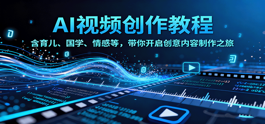 AI视频创富课，含育儿、国学、情感等，带你开启创意内容制作之旅-讯领网创