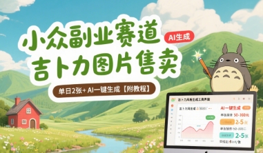 小众副业赛道 吉卜力图片售卖 单日2张+ AI一键生成【附教程】-讯领网创