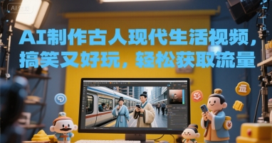 AI制作古人现代生活视频，搞笑又好玩，轻松获取流量-讯领网创
