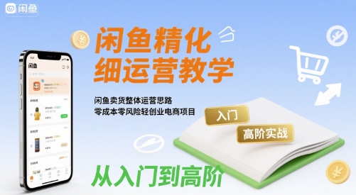 闲鱼精细化运营入门+高阶实战教学，闲鱼卖货整体运营思路，零成本零风险轻创业电商项目-讯领网创