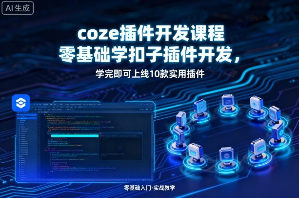 coze插件开发课程，零基础学扣子插件开发，学完即可上线10款实用插件-讯领网创