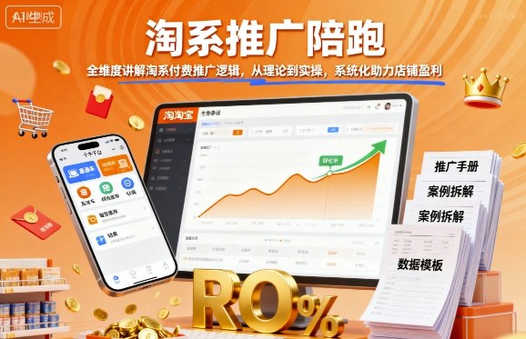 淘系推广陪跑，全维度讲解淘系付费推广逻辑，从理论到实操，系统化助力店铺盈利-讯领网创