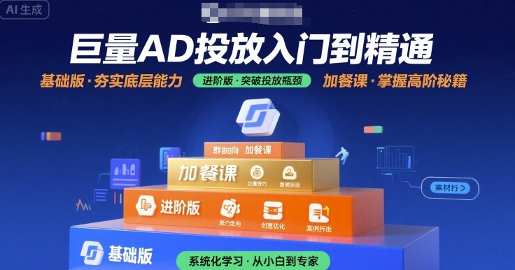 巨量AD投放入门到精通，基础版+进阶版+加餐课-讯领网创