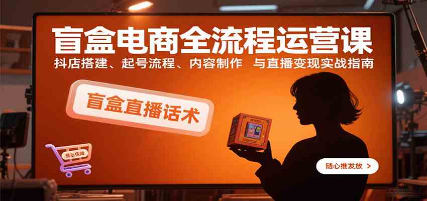 盲盒电商全流程运营课：抖店搭建、起号流程、内容制作与直播变现实战指南-讯领网创
