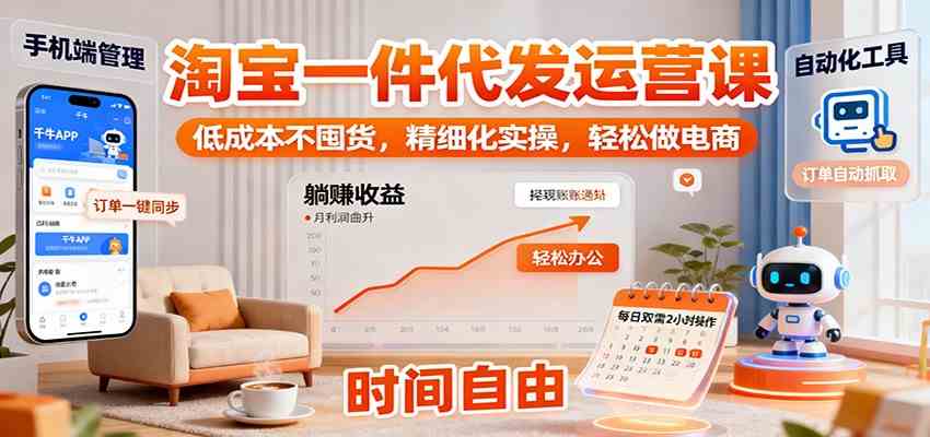 淘宝一件代发运营课：低成本不囤货，精细化实操，轻松做电商-讯领网创
