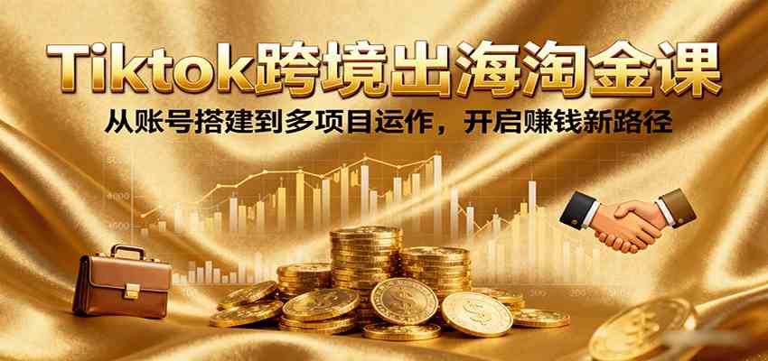 Tiktok跨境出海淘金课，从账号搭建到多项目运作，开启赚钱新路径-讯领网创