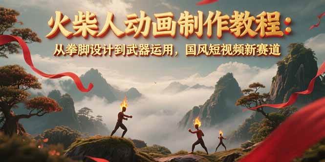 图片[1]-（15171期）火柴人动画制作教程：从拳脚设计到武器运用，国风短视频新赛道-讯领网创