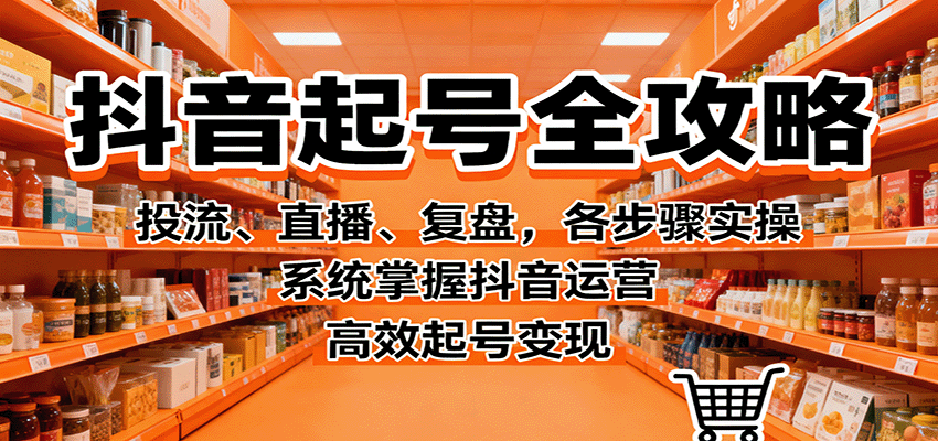抖音起号全攻略，投流、直播、复盘，各步骤实操，系统掌握抖音运营，高效起号变现-讯领网创