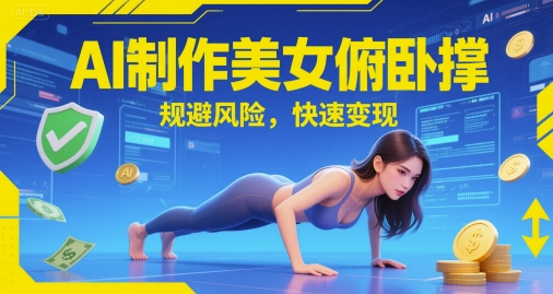 AI制作美女俯卧撑，规避风险，快速变现-讯领网创