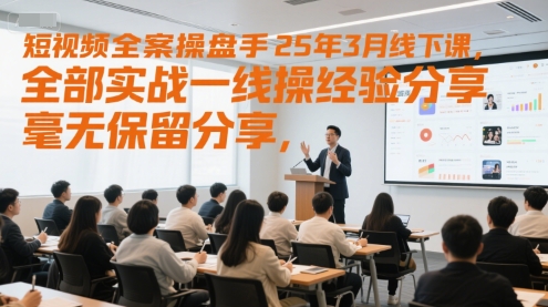 短视频全案操盘手25年3月线下课，全部实战一线操盘手经验分享，毫无保留分享，全是干货-讯领网创