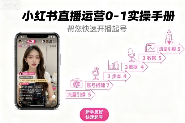 小红书直播运营0-1实操手册，帮您快速开播起号-讯领网创