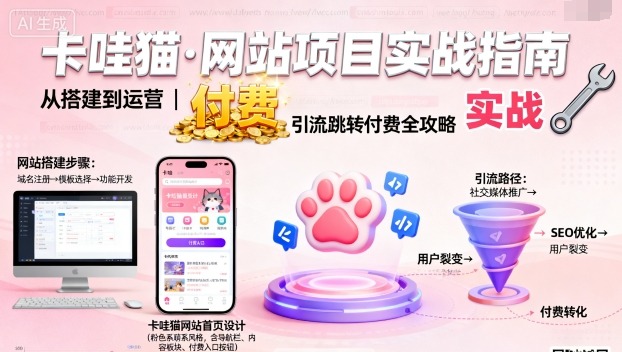 卡哇猫·网站项目，网站搭建与运营以及引流跳转付费-讯领网创