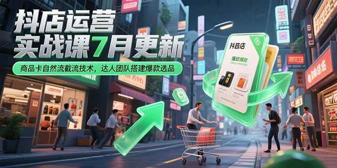 （15329期）抖店运营实战课7月更新，商品卡自然流截流技术，达人团队搭建爆款选品-讯领网创