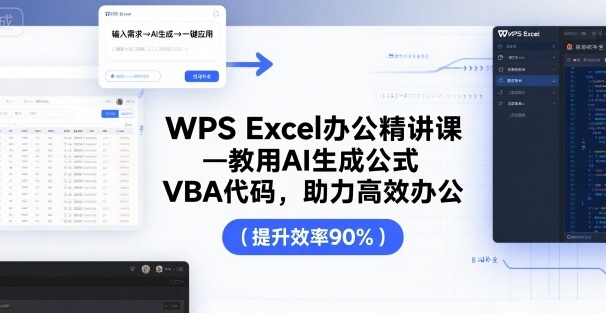 WPS Excel办公精讲课，教用 AI 生成公式，VBA 代码，助力高效办公-讯领网创