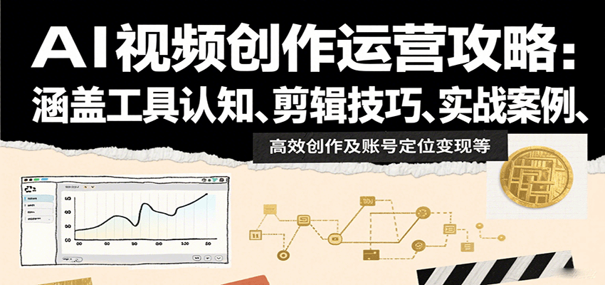 AI视频创作运营攻略：涵盖工具认知、剪辑技巧、实战案例、高效创作及账号定位变现等-讯领网创