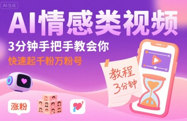 AI情感类视频，3分钟手把手教会你，快速起千粉万粉号-讯领网创