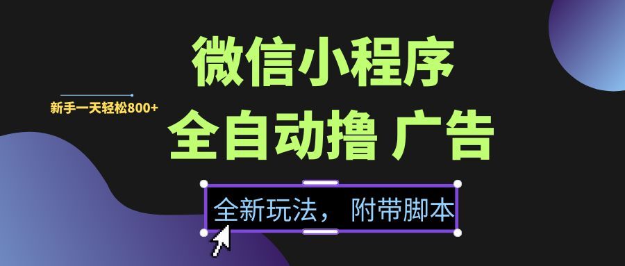 （15134期）微信小程序挂机撸广告，全新玩法，新手一天轻松800+【附带脚本】-讯领网创