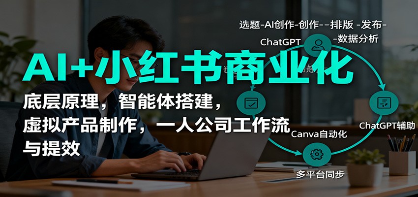 AI+小红书商业化，底层原理，智能体搭建，虚拟产品制作，一人公司工作流与提效-讯领网创
