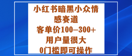 小红书暗黑小众情感赛道，客单价100-300+用户量很大，0门槛即可操作-讯领网创