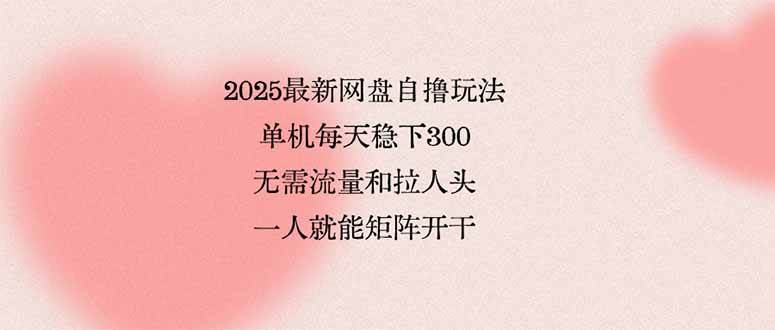 （15831期）2025最新网盘自撸玩法，单机每天稳下3张，无需流量和拉人头，一个人就…-寒山客