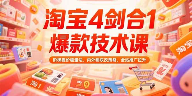（15415期）淘宝4剑合1爆款技术课，阶梯提价破量法，内外销双改策略，全站推广拉升-讯领网创