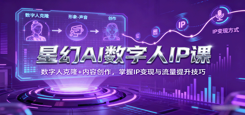 星幻AI数字人IP课，数字人克隆+内容创作，掌握IP变现与流量提升技巧-讯领网创