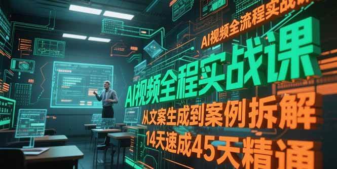 （15172期）AI视频全流程实战课，从文案生成到案例拆解，14天速成45天精通-讯领网创