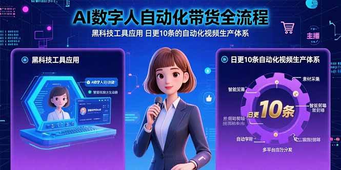 （15699期）AI数字人自动化带货全流程：黑科技工具应用 日更10条的自动化视频生产体系-讯领网创
