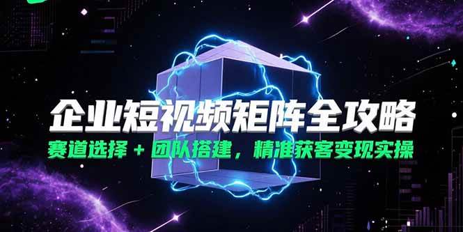 （15242期）企业短视频矩阵全攻略，赛道选择+团队搭建，精准获客变现实操-讯领网创