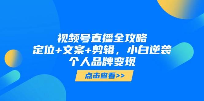 （14819期）视频号直播全攻略，定位+文案+剪辑，小白逆袭个人品牌变现-讯领网创