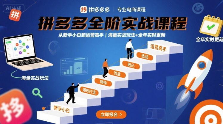 拼多多全阶实战课程，从新手小白到运营高手，海量实战玩法+全年实时更新【2025年9月更新】-讯领网创