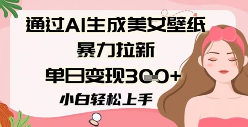 通过AI生成美女壁纸暴力拉新，单日变现3张+，小白轻松上手-讯领网创